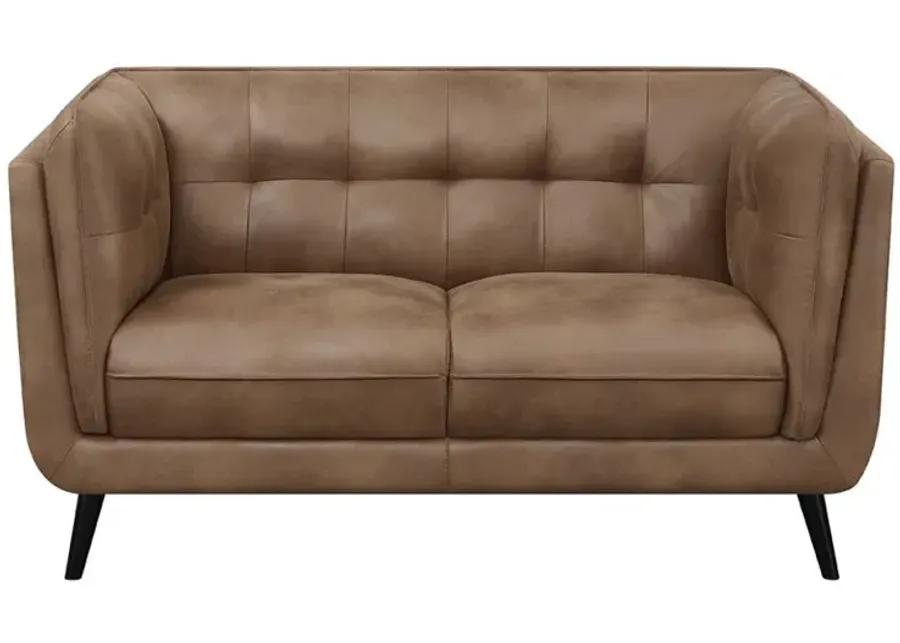 Thatcher - Upholstered Button Tufted Loveseat - Brown