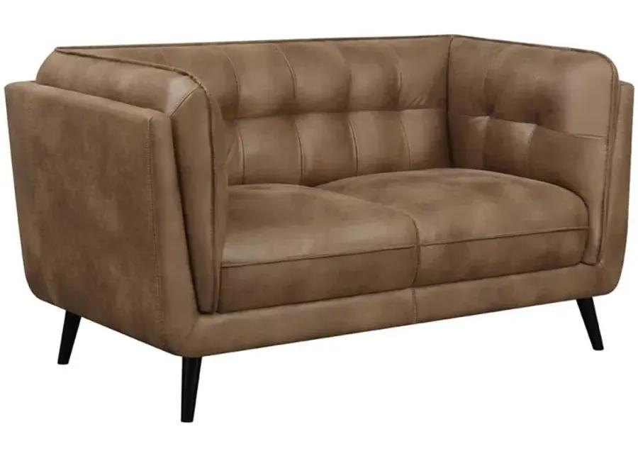 Thatcher - Upholstered Button Tufted Loveseat - Brown