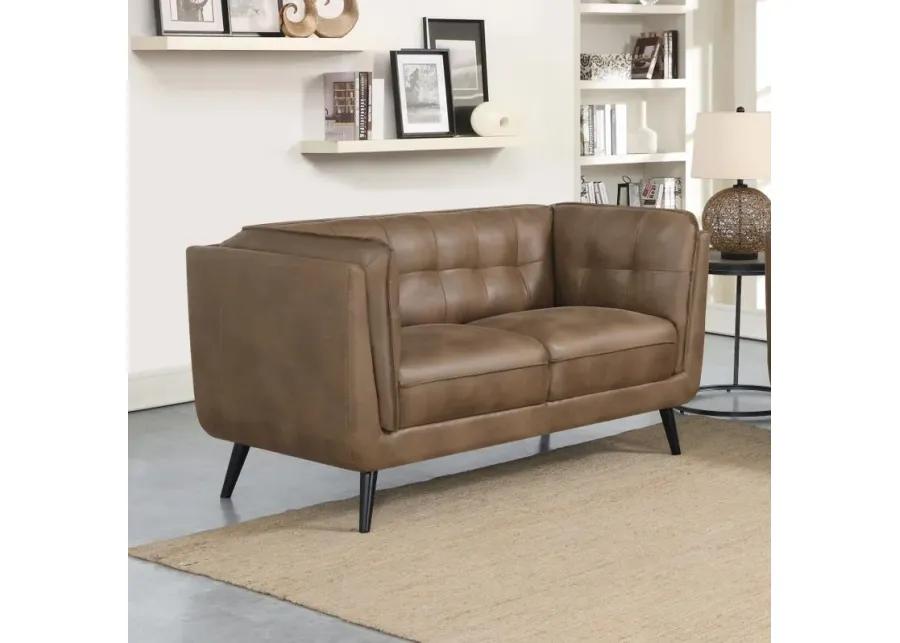 Thatcher - Upholstered Button Tufted Loveseat - Brown