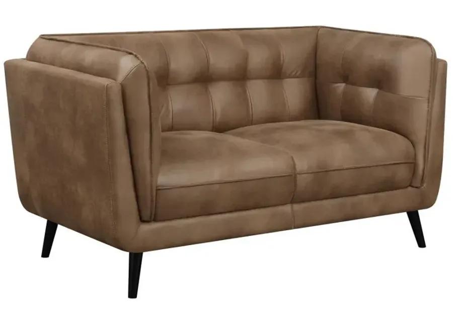 Thatcher - Upholstered Button Tufted Loveseat - Brown