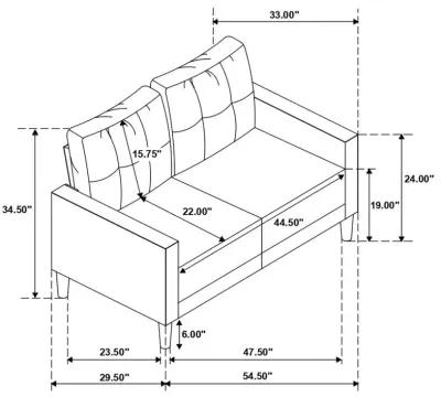 Bowen - Upholstered Track Arms Tufted Loveseat