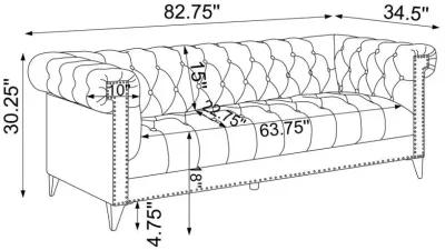 Bleker - Upholstered Tuxedo Arm Tufted Sofa - Blue