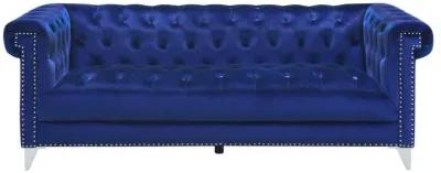 Bleker - Upholstered Tuxedo Arm Tufted Sofa - Blue