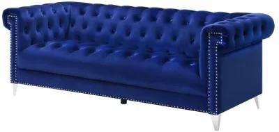 Bleker - Upholstered Tuxedo Arm Tufted Sofa - Blue