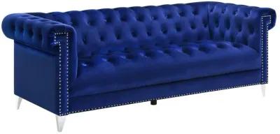 Bleker - Upholstered Tuxedo Arm Tufted Sofa - Blue