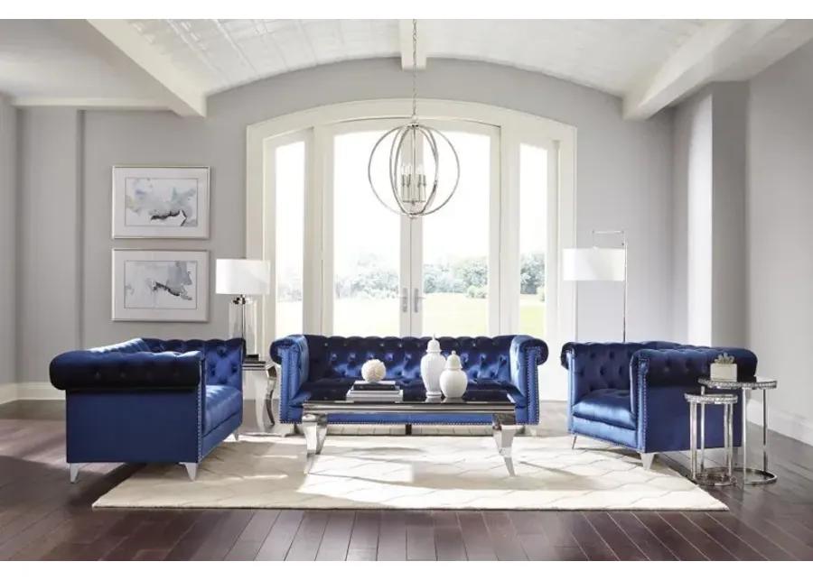 Bleker - Tufted Tuxedo Arm Loveseat - Blue