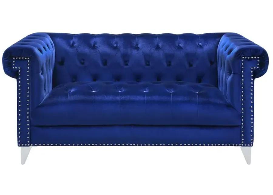 Bleker - Tufted Tuxedo Arm Loveseat - Blue