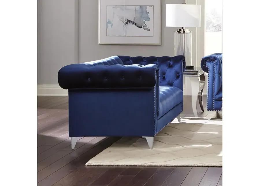 Bleker - Tufted Tuxedo Arm Loveseat - Blue