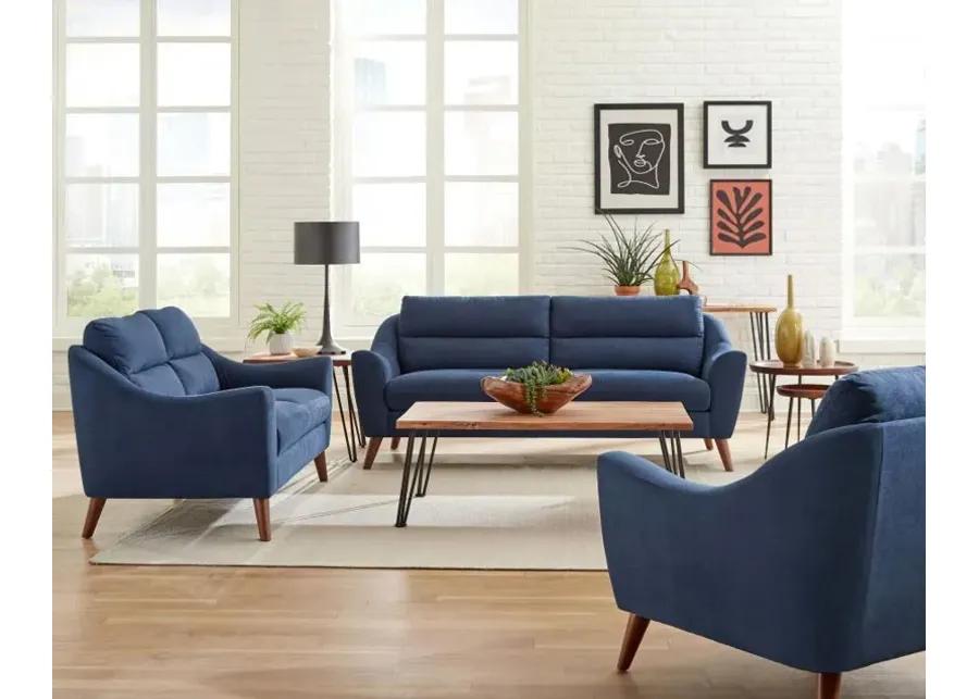 Gano - Sloped Arm Upholstered Loveseat - Navy Blue