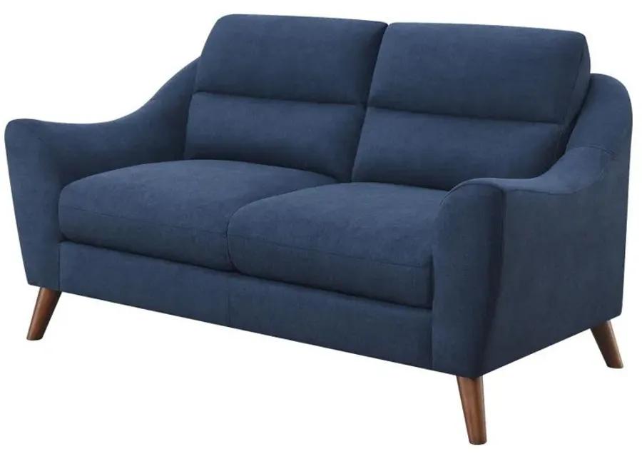 Gano - Sloped Arm Upholstered Loveseat - Navy Blue