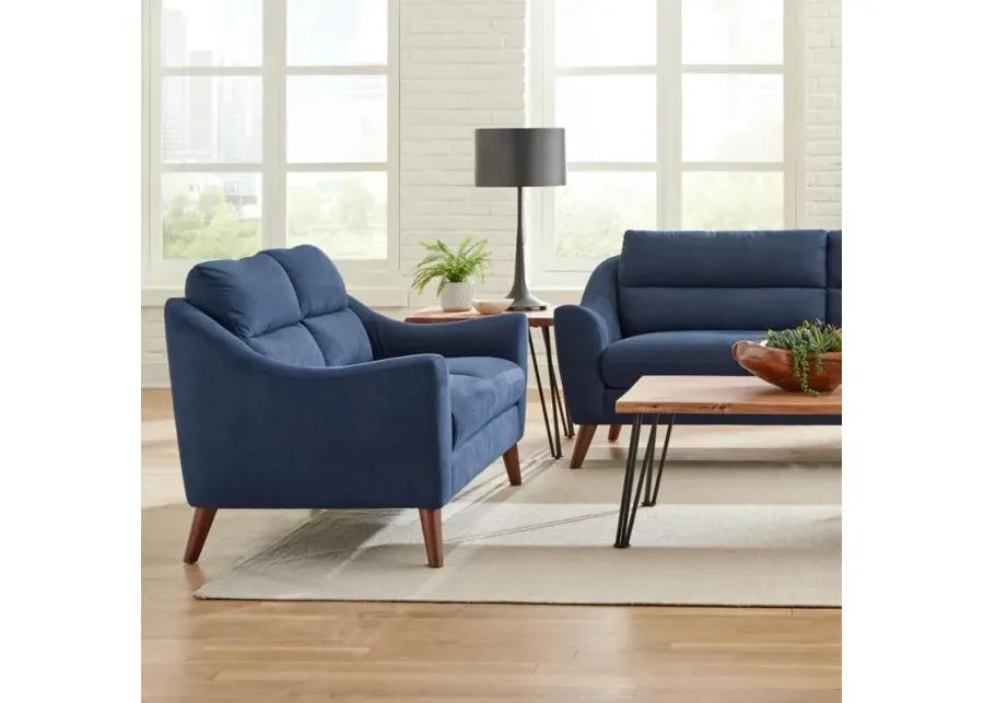 Gano - Sloped Arm Upholstered Loveseat - Navy Blue