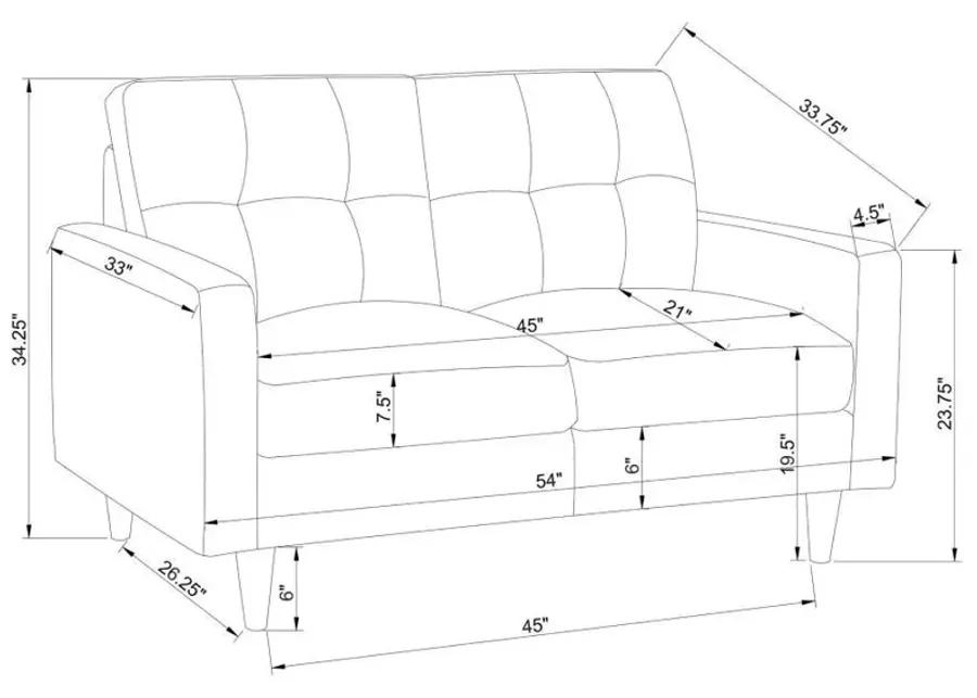 Watsonville - Tufted Back Loveseat - Gray