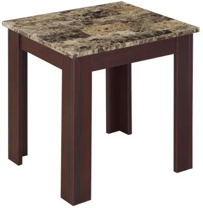 Rhodes - 3 Piece Faux Marble Top Coffee Table Set - Brown