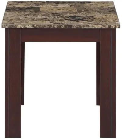 Rhodes - 3 Piece Faux Marble Top Coffee Table Set - Brown