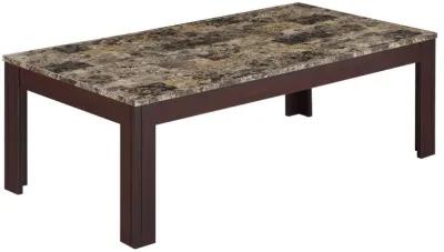 Rhodes - 3 Piece Faux Marble Top Coffee Table Set - Brown