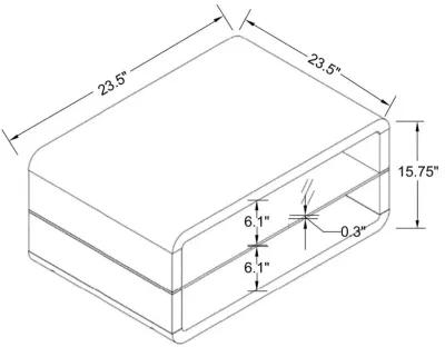 Elana - 1-Shelf Rectangular Side End Table - White High Gloss