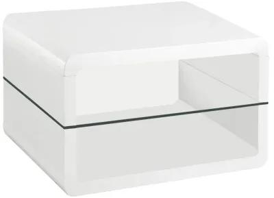 Elana - 1-Shelf Rectangular Side End Table - White High Gloss