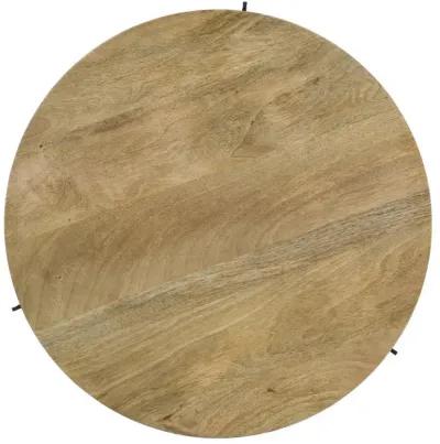 Pilar - Round Solid Wood Top Coffee Table - Natural And Black