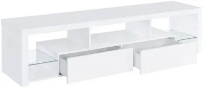 Jude - 2-Drawer Engineered Wood TV Stand - High Gloss White