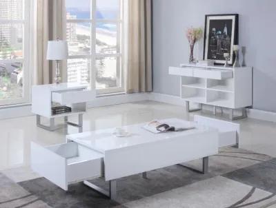 Atchison - 2-Drawer Rectangular Coffee Table - White High Gloss