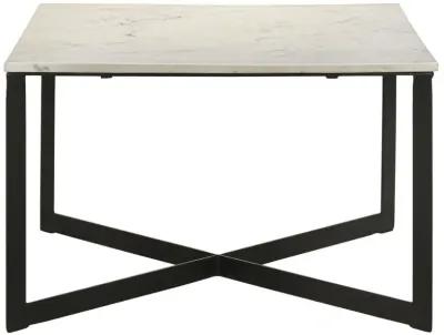 Tobin - Square Marble Top Coffee Table - White And Black