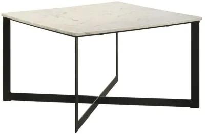 Tobin - Square Marble Top Coffee Table - White And Black