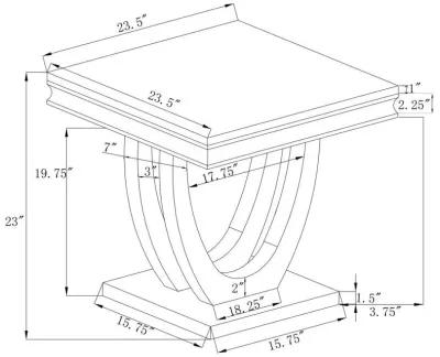 Kerwin - Square Stone Top End Table - White And Chrome