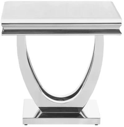 Kerwin - Square Stone Top End Table - White And Chrome