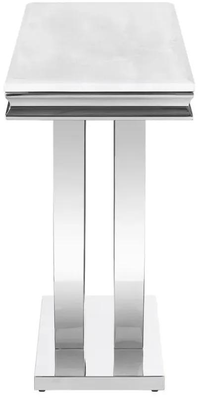 Kerwin - U-Base Stone Top Entryway Sofa Console Table - Chrome