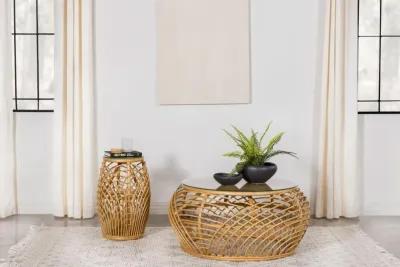 Dahlia - Round Woven Rattan End Table - Natural