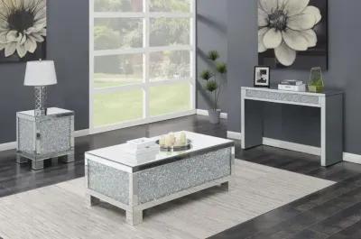 Gillian - Rectangular Sofa Table - Silver And Clear Mirror