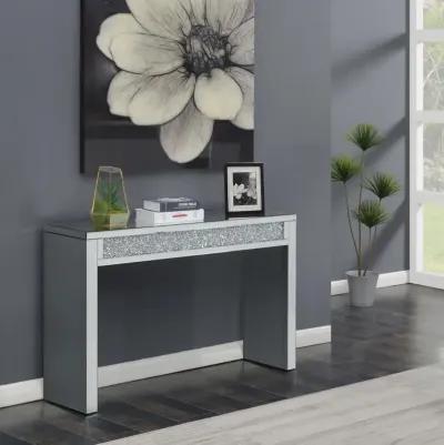 Gillian - Rectangular Sofa Table - Silver And Clear Mirror