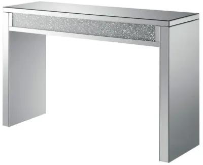 Gillian - Rectangular Sofa Table - Silver And Clear Mirror