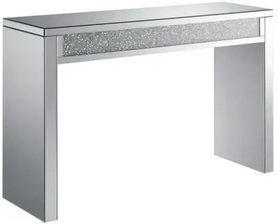 Gillian - Rectangular Sofa Table - Silver And Clear Mirror