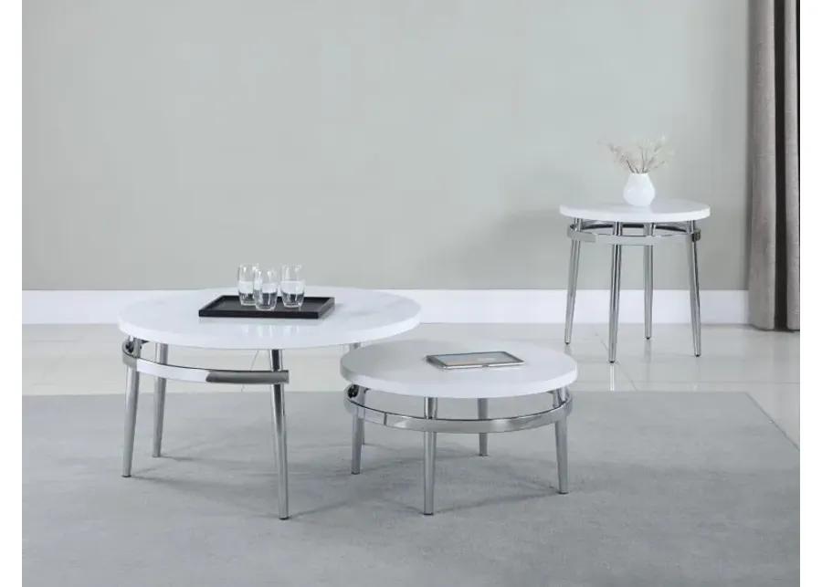 Avilla - Round Nesting Coffee Table - White And Chrome