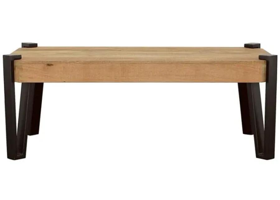 Winston - Wooden Rectangular Top Coffee Table - Natural And Matte Black