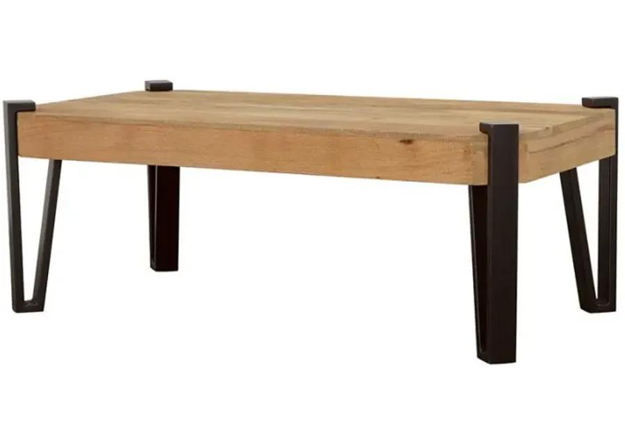 Winston - Wooden Rectangular Top Coffee Table - Natural And Matte Black