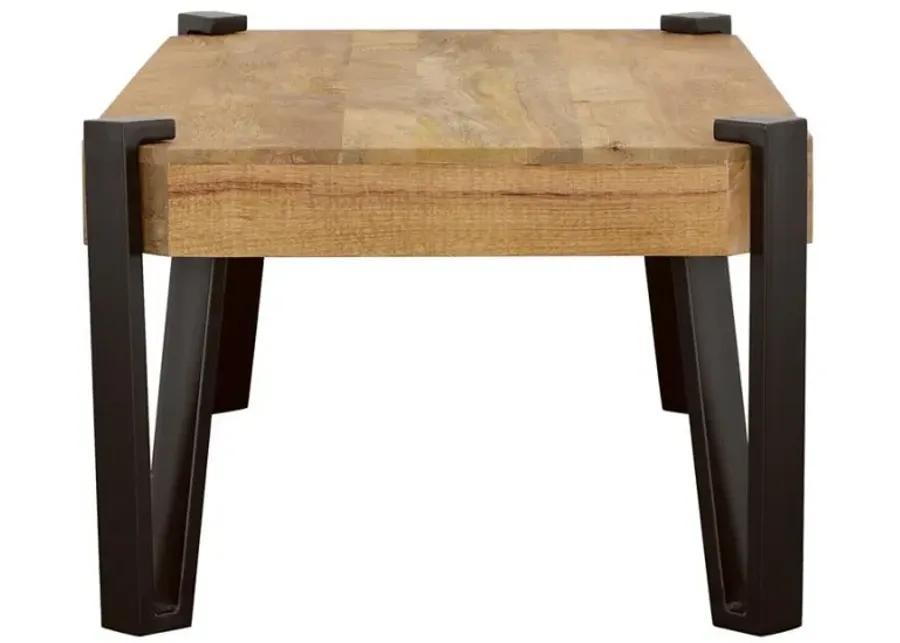 Winston - Wooden Rectangular Top Coffee Table - Natural And Matte Black