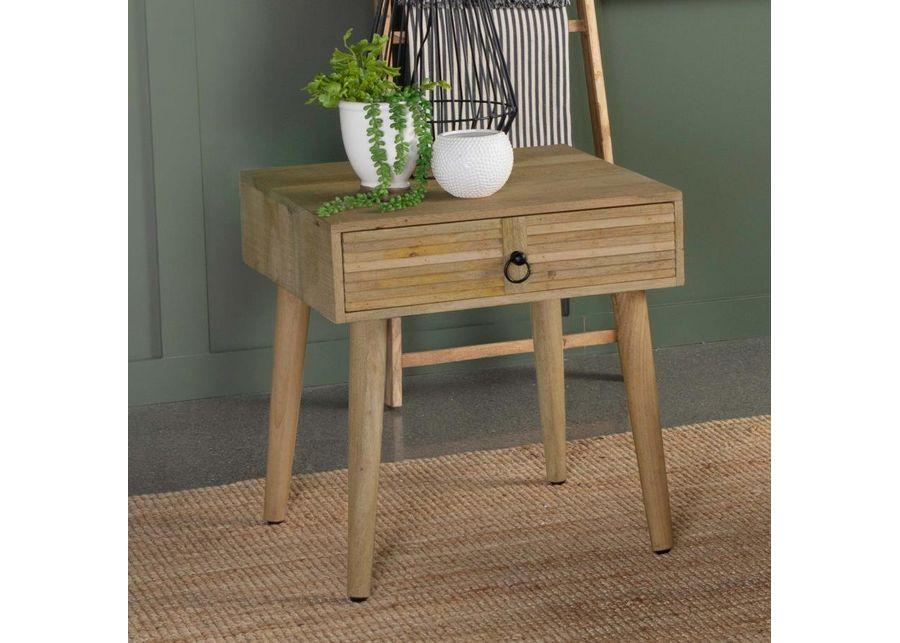 Zabel - Square 1-Drawer End Table - Natural