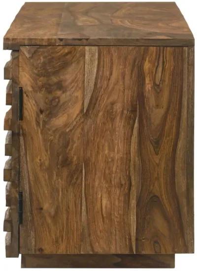 Julia - 2 Door Solid Sheesham Wood TV Stand - Natural