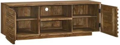 Julia - 2 Door Solid Sheesham Wood TV Stand - Natural