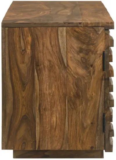 Julia - 2 Door Solid Sheesham Wood TV Stand - Natural