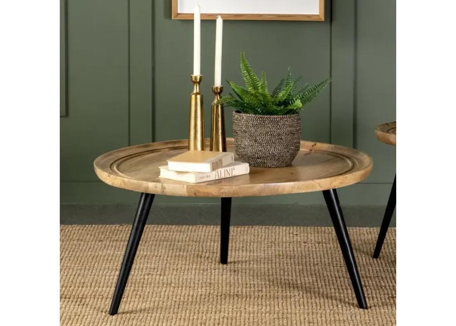 Zoe - Round Coffee Table With Trio Legs - Natural And Black