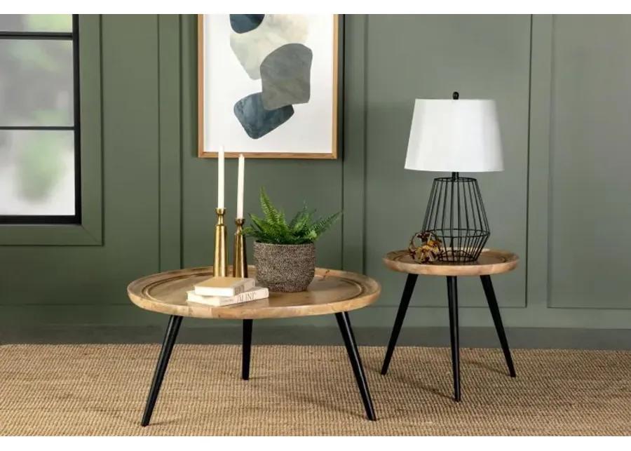 Zoe - Round Coffee Table With Trio Legs - Natural And Black