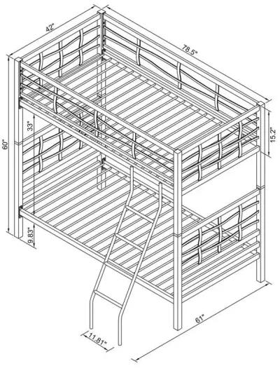 Fairfax - Metal Twin Over Twin Bunk Bed - Light Gunmetal