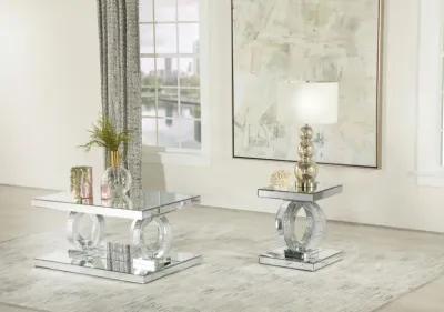 Breena - Rectangular Mirrored Acrylic End Table - Silver