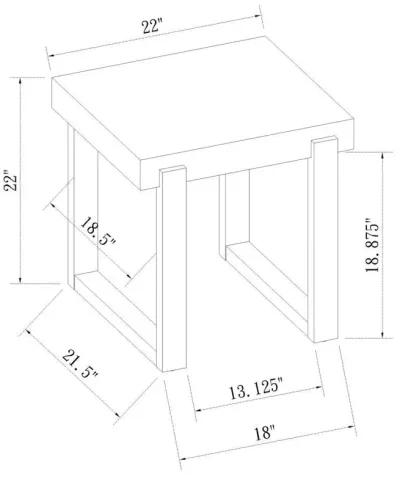 Pala - Rectangular End Table With Sled Base - White High Gloss And Natural