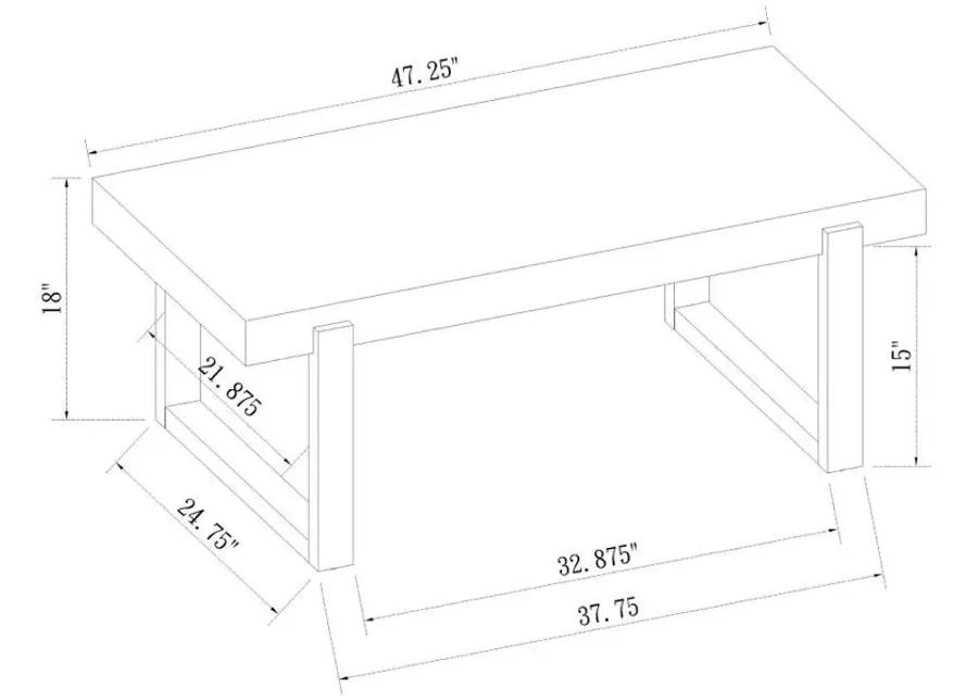 Pala - Rectangular Coffee Table With Sled Base - White High Gloss And Natural