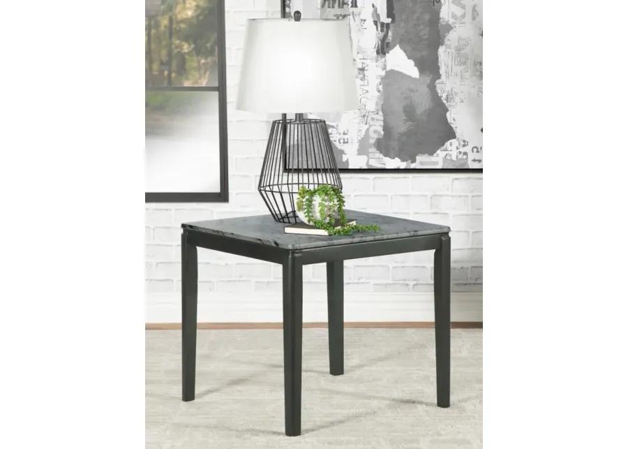 Mozzi - Square End Table Faux Marble - Gray And Black