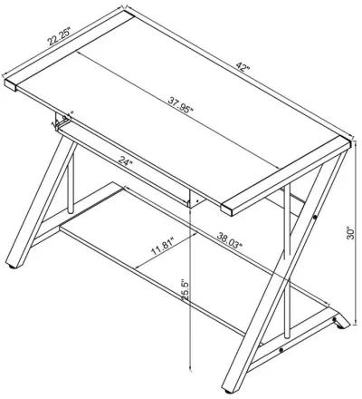 Mallet - Office Computer Desk With Keyboard Tray - Black